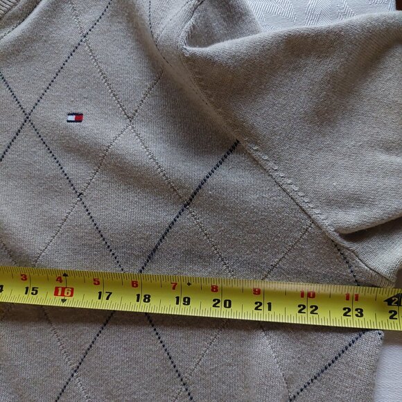 Tommy Hilfiger Sweater Argyle Beige Rhombuses, Men's Size L - Picture 5 of 5